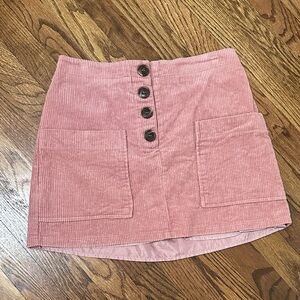 Le Lis Blush Corduroy Mini Skirt with Buttons